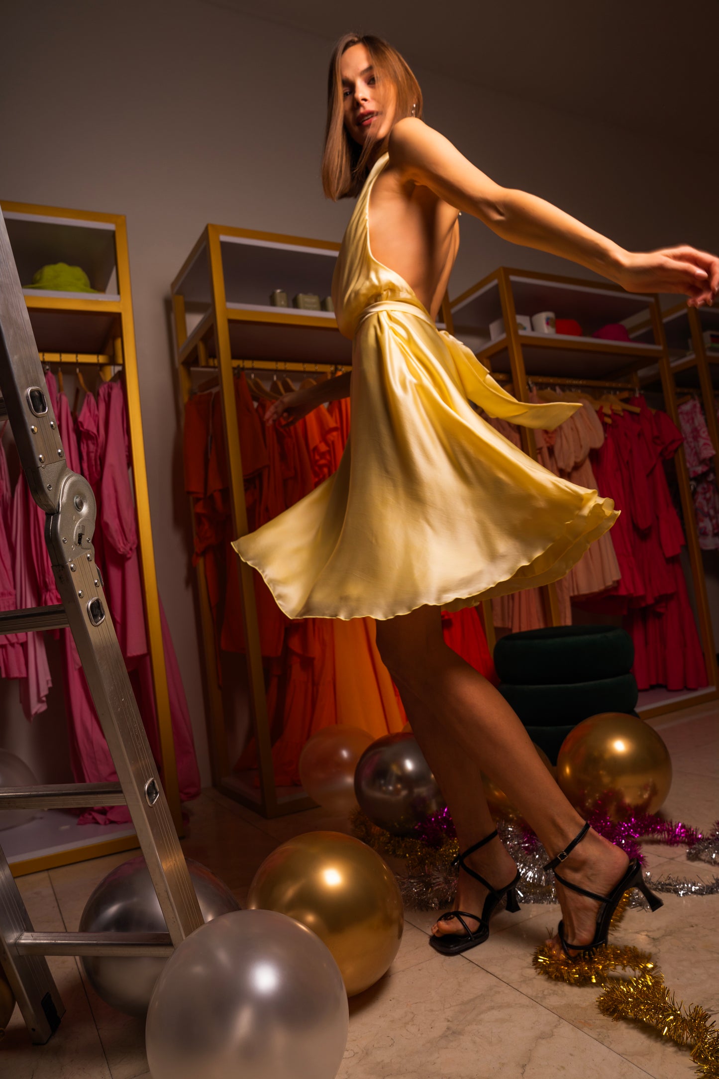 Siren Silk Dress in Yellow