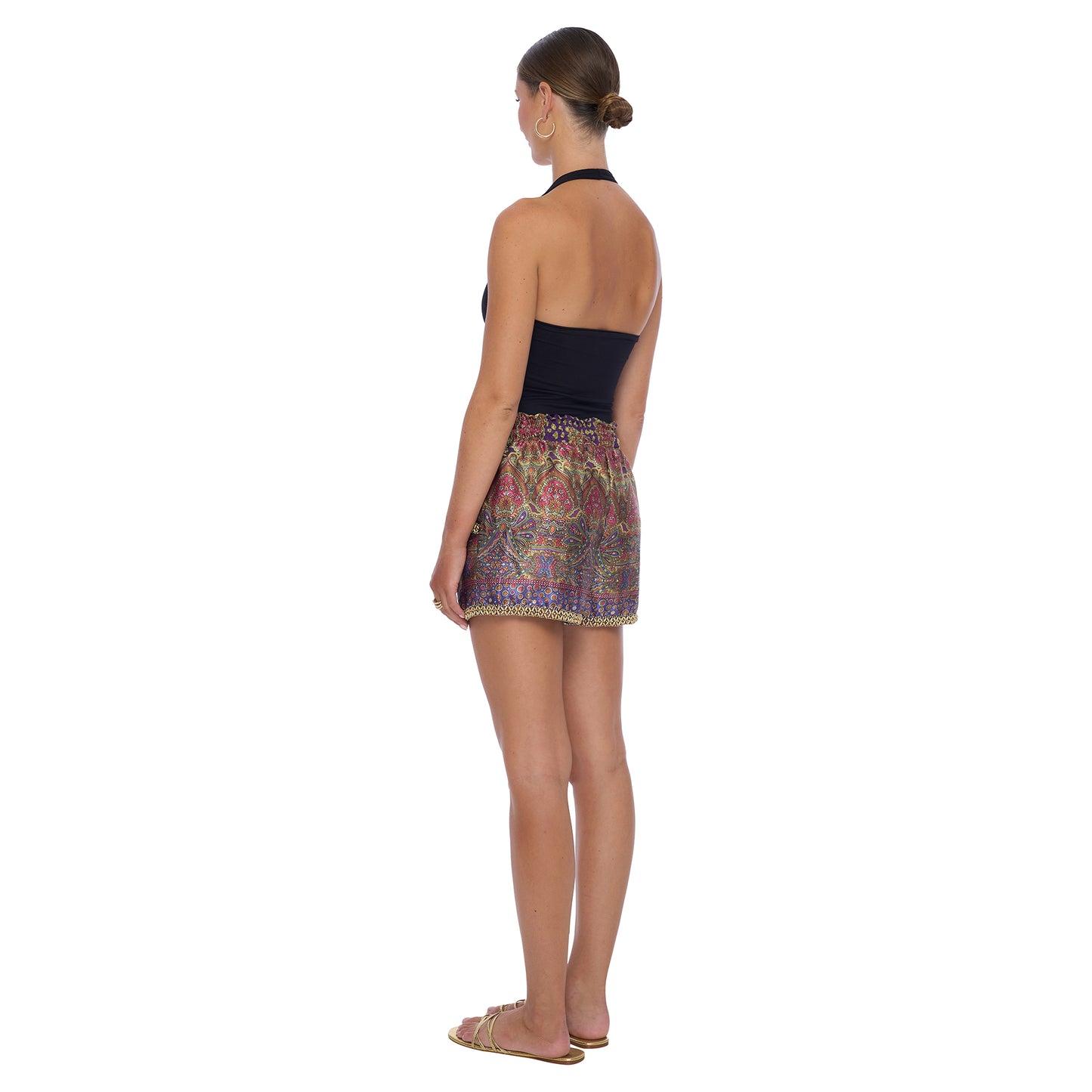 Back View: Horus Top in Black - Classic Women's Cotton stretch top with a flattering form-fitting design for casual or evening wear.