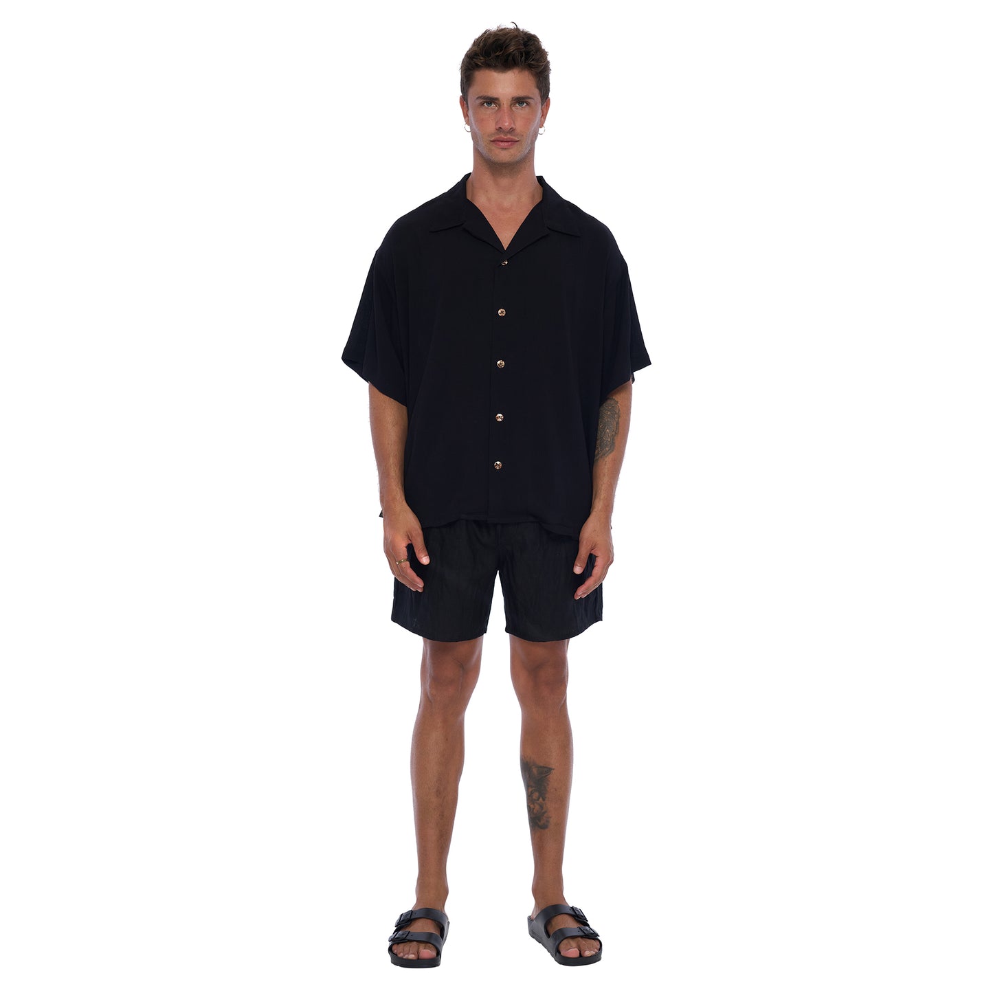 Leo Men's Shirt in Rayon Crinkle Fabric - Lightweight, breathable shirt with relaxed fit, perfect for casual or tropical wear