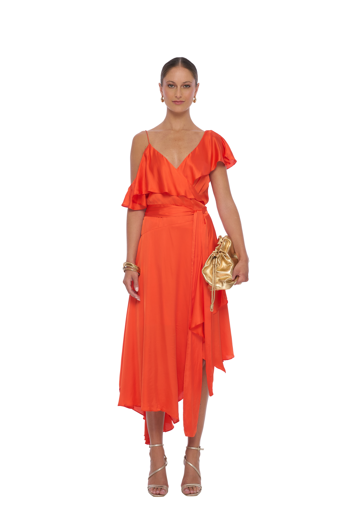 Camellia Wrap Dress in Red - Realm