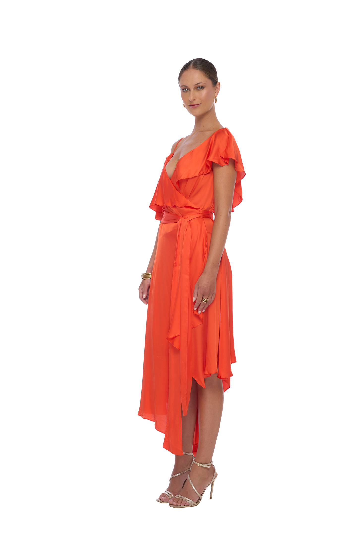 Camellia Wrap Dress in Red - Realm