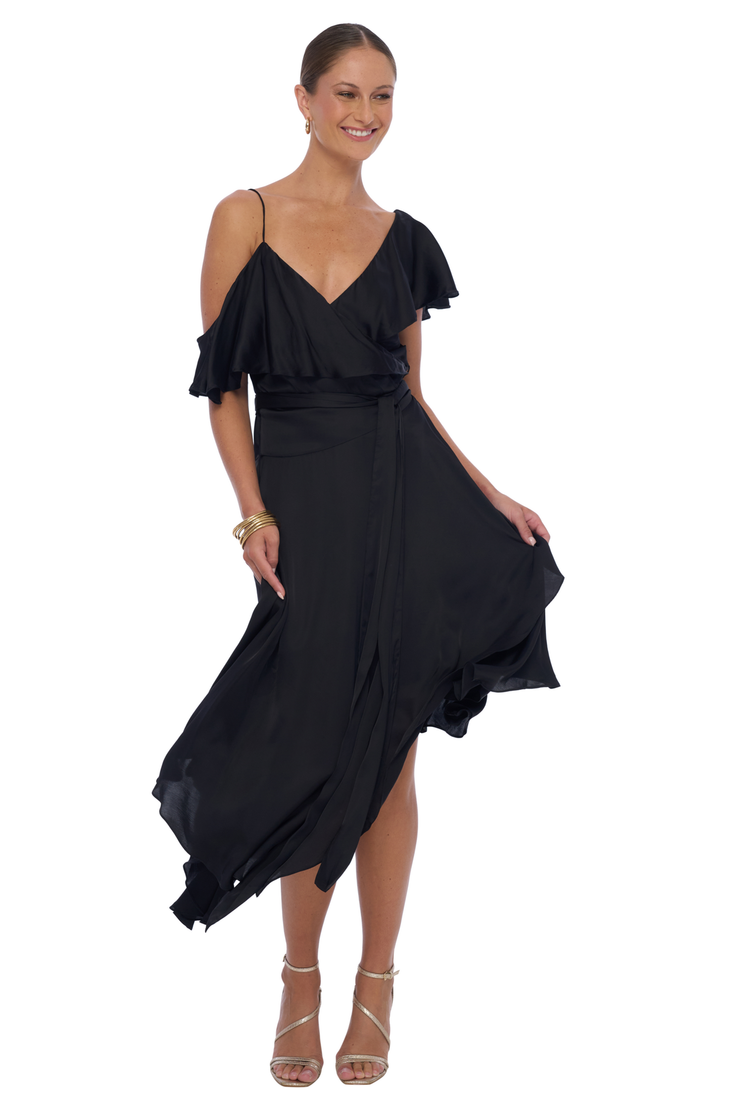 Camellia Wrap Dress in Black - Realm