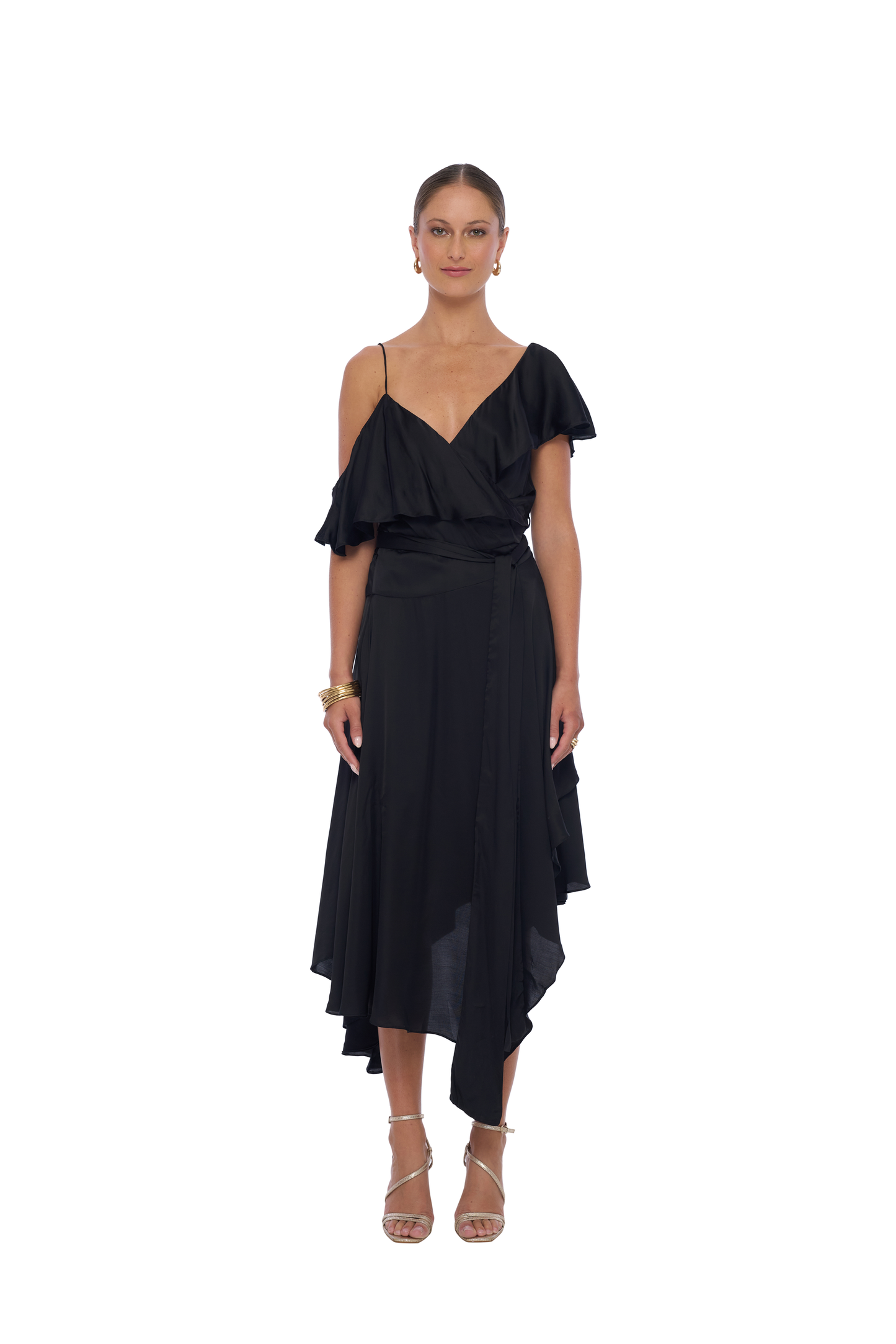 Camellia Wrap Dress in Black - Realm