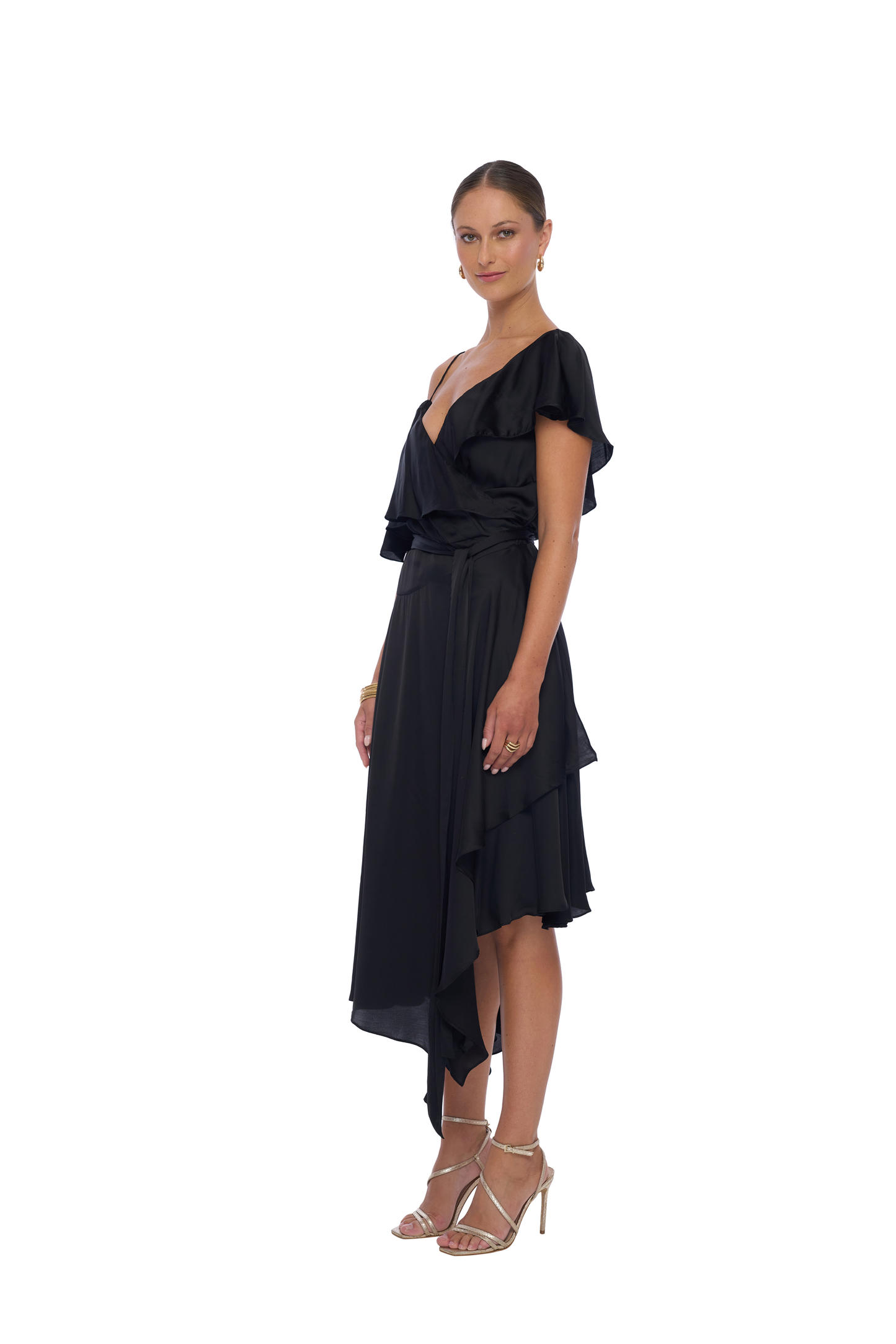 Camellia Wrap Dress in Black - Realm