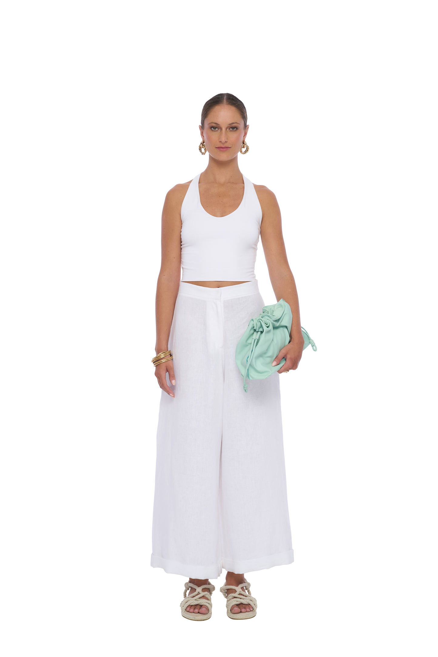 Geode Linen Pants in White - Realm