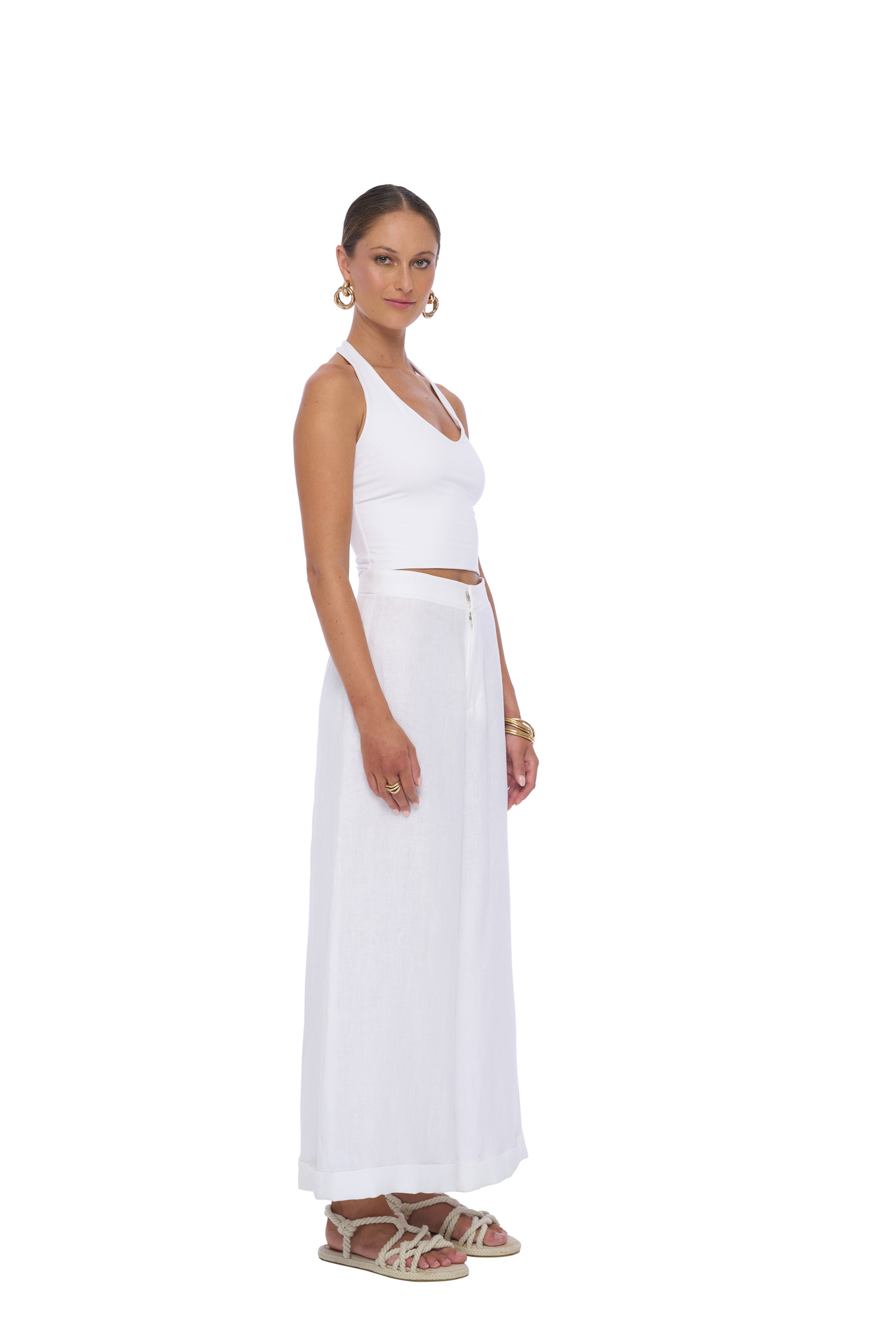 Geode Linen Pants in White - Realm