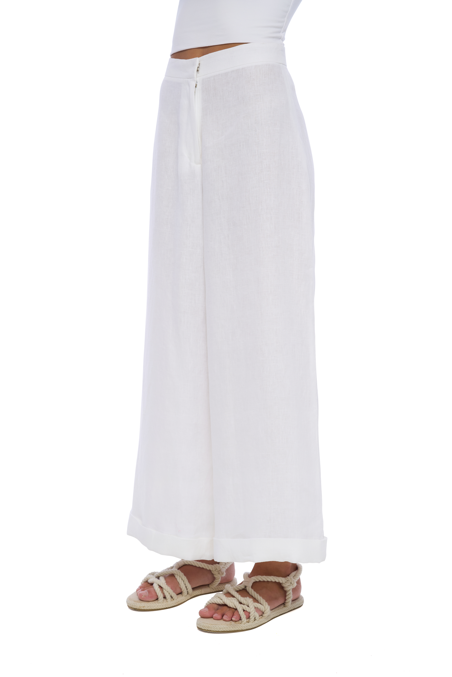 Geode Linen Pants in White - Realm