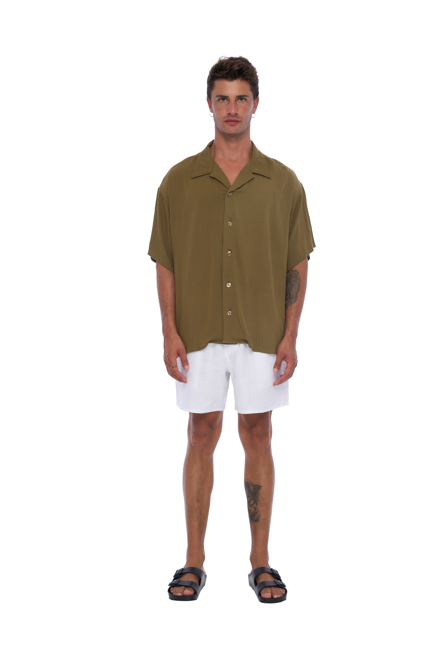 Leo Mens Shirt in Khaki - Realm
