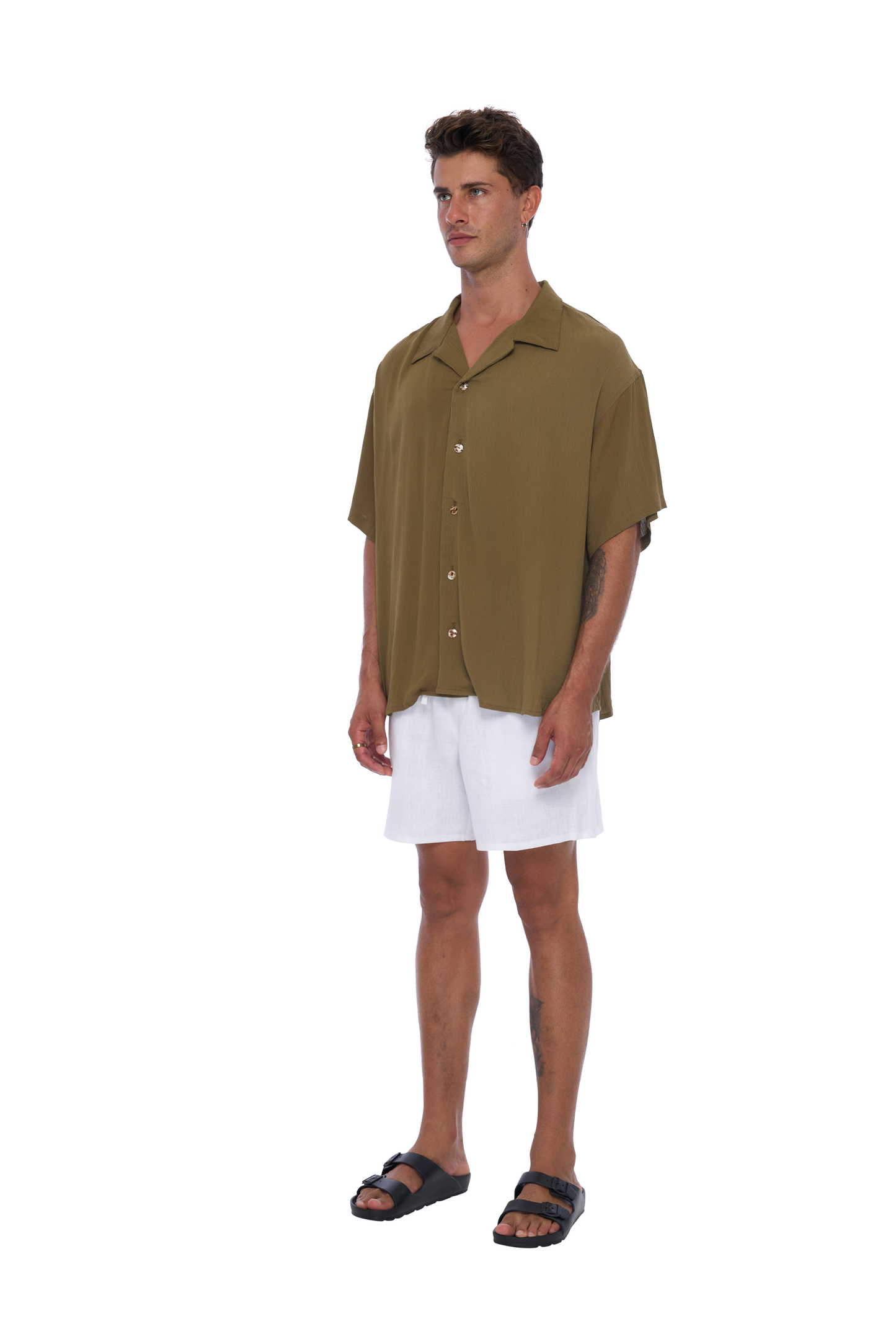 Leo Mens Shirt in Khaki - Realm