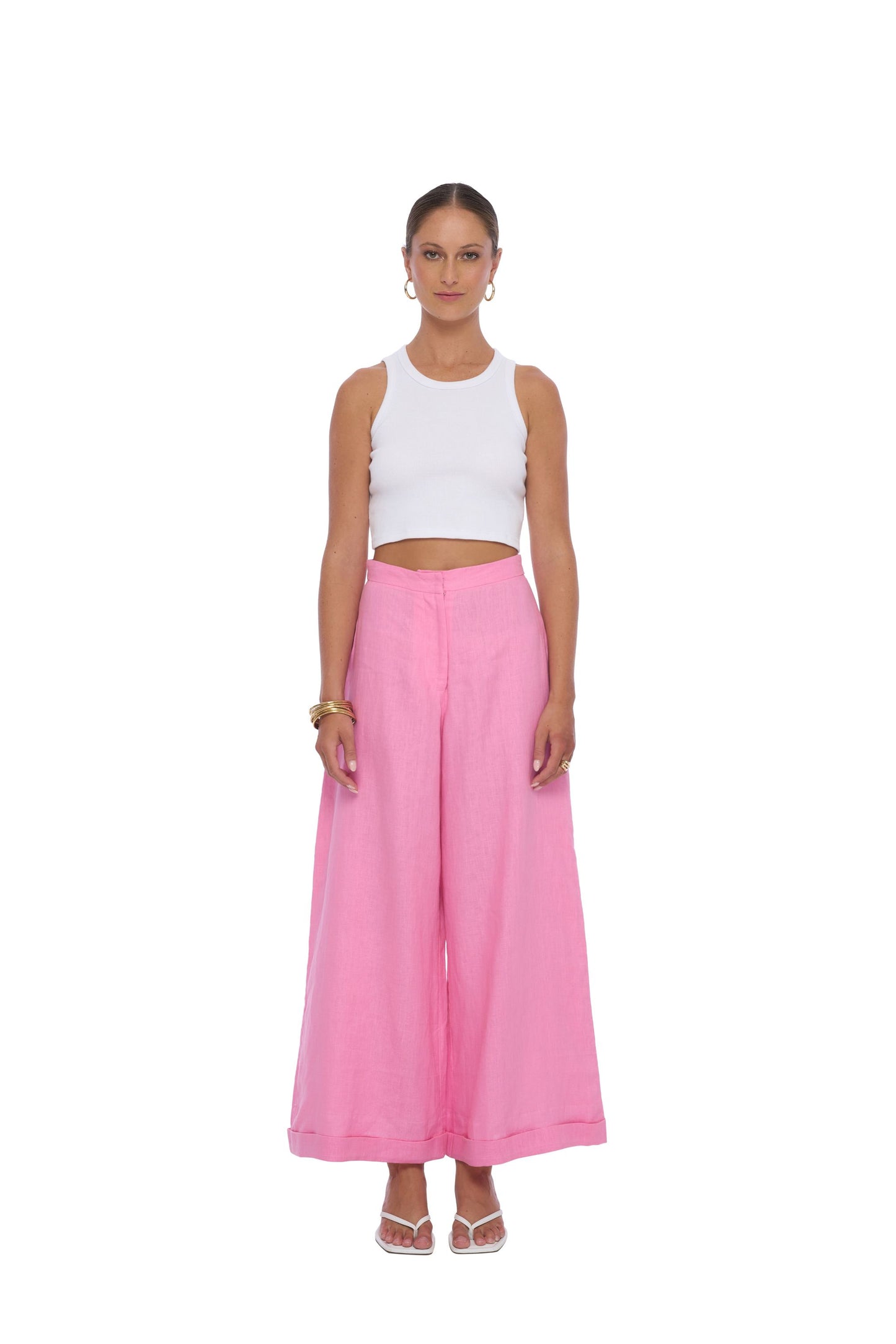 Geode Linen Pants in Pink