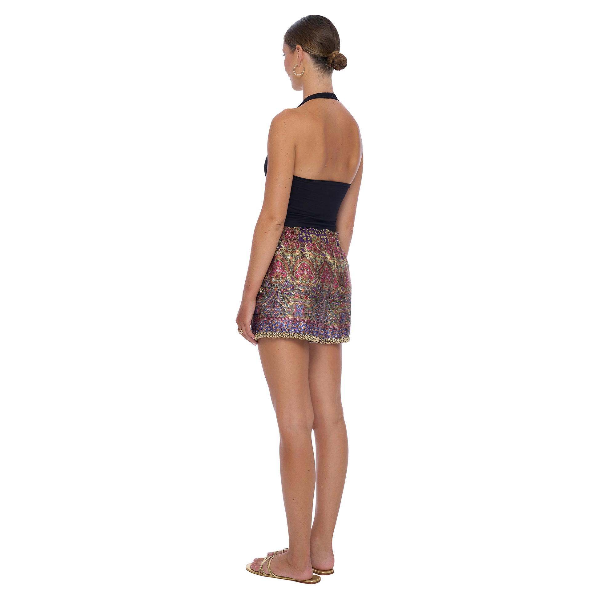 Back View: Horus Top in Black - Classic Women's Cotton stretch top with a flattering form-fitting design for casual or evening wear. 